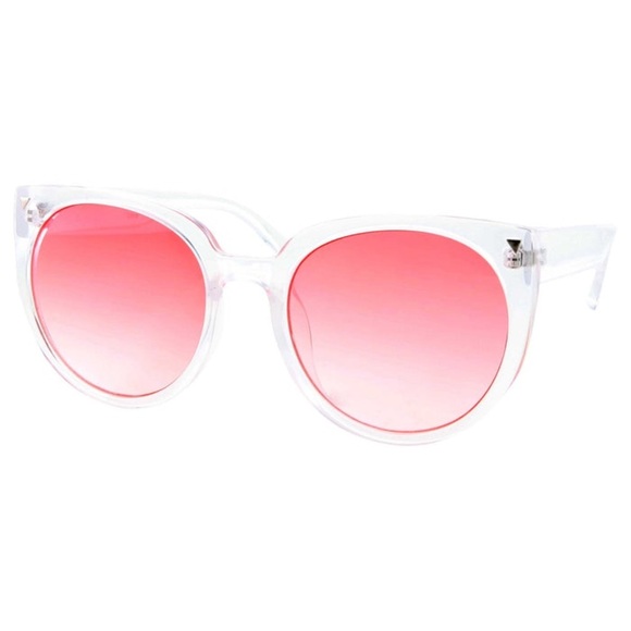 GrinderPUNCH Oversized Clear Cat Eye Pink Ombre Color Lens Fashion Sunglasses - Picture 2 of 9